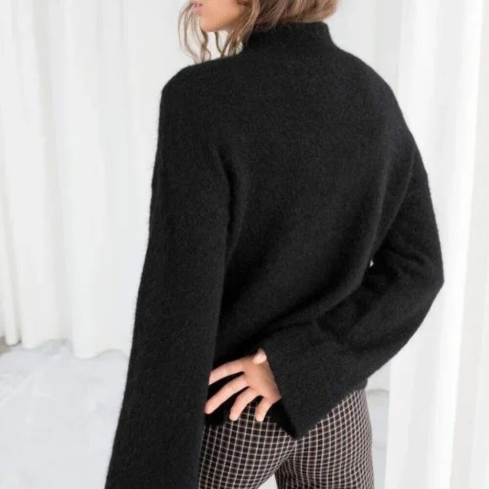 & Other Stories Alpaca-Blend Mock Neck Sweater (Black) XS